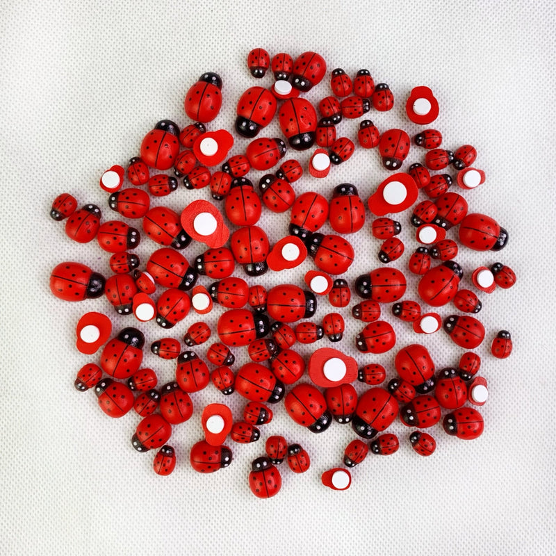 Adhesive Wooden Lady Birds Mix 125pc - Harry & Wilma