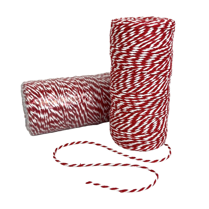 Bakers Twine 2mm Red and White 91mtr Roll - Harry & Wilma