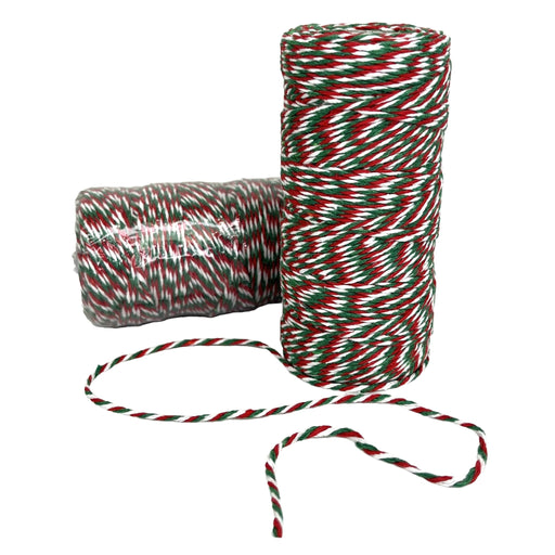 Bakers Twine 2mm Red White and Green 91mtr Roll