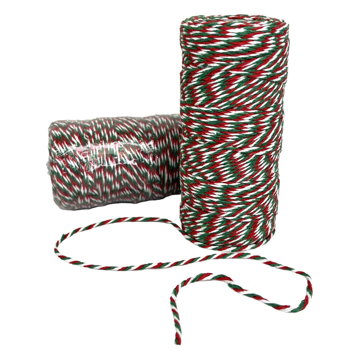 Bakers Twine 2mm Red White and Green 91mtr Roll - Harry & Wilma