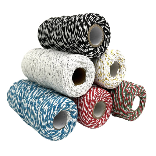 Bakers Twine 2mm Turquoise and White 91mtr Roll