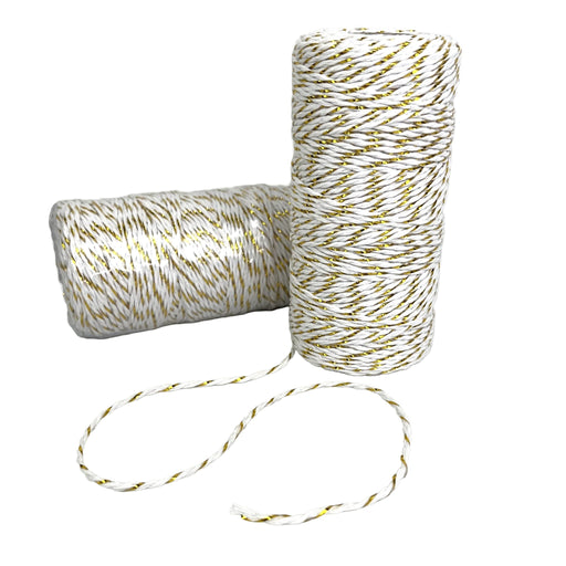 Bakers Twine 2mm White and Gold 91mtr Roll