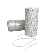 Bakers Twine 2mm White and Silver 91mtr Roll - Harry & Wilma