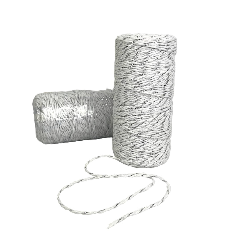 Bakers Twine 2mm White and Silver 91mtr Roll - Harry & Wilma