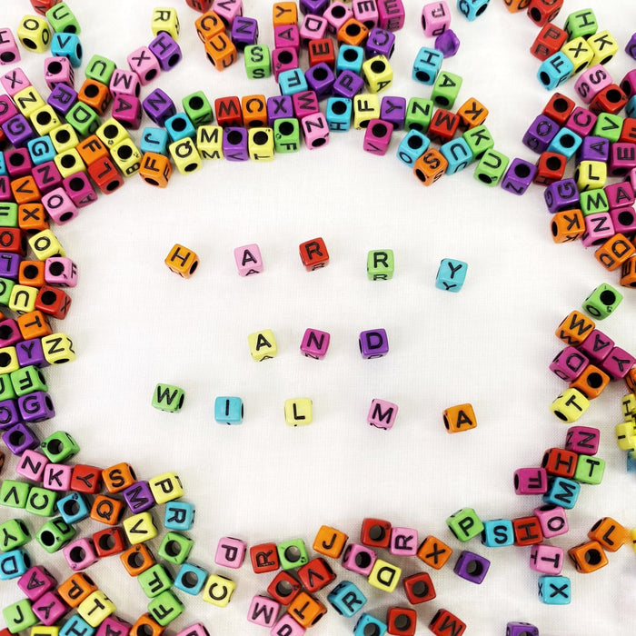 Bulk Coloured Alphabet Beads Bright 250g - Harry & Wilma