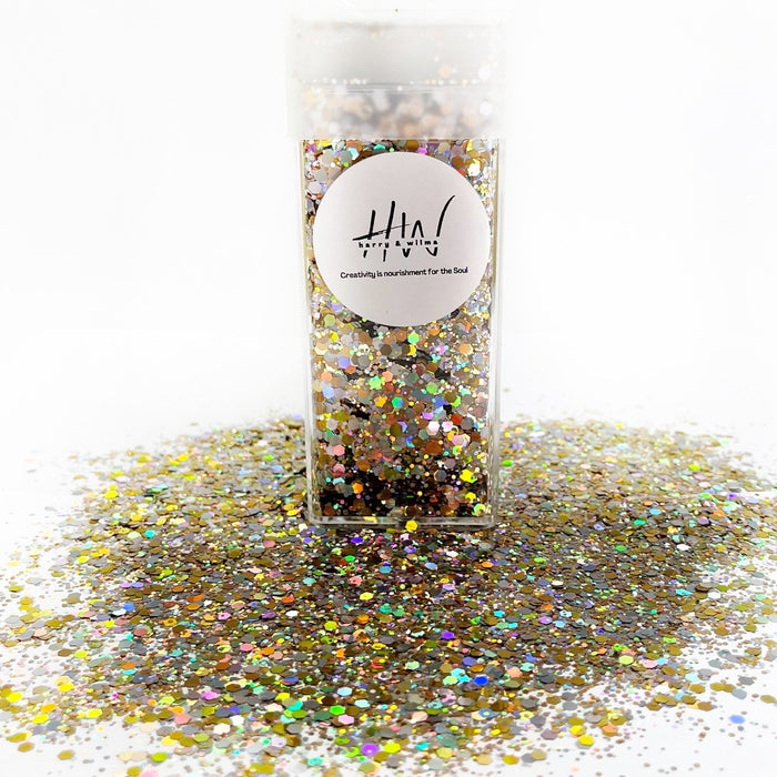 Chunky Glitter Large 125g Super Sparkle - Golden Silver - Harry & Wilma