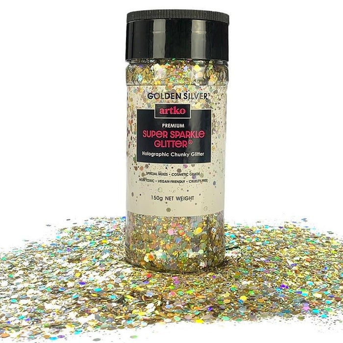 Chunky Glitter Large 150g Super Sparkle - Golden Silver - Harry & Wilma
