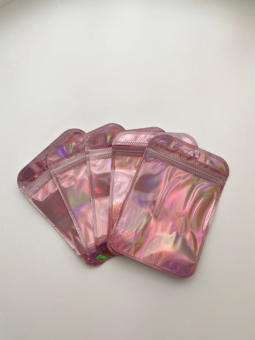 Funky Pink Holographic Bag - Transparent Face (100pcs) (11*17cm) - Harry & Wilma