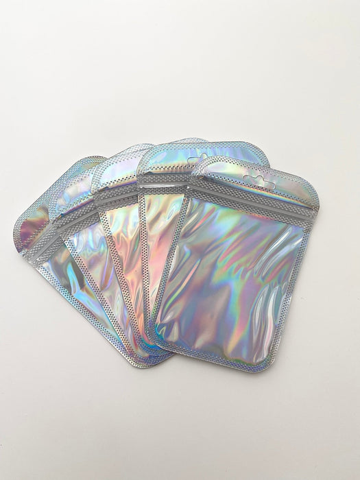 Funky Silver Holographic Bag - Transparent Face (100pcs) (11cm*17cm) - Harry & Wilma