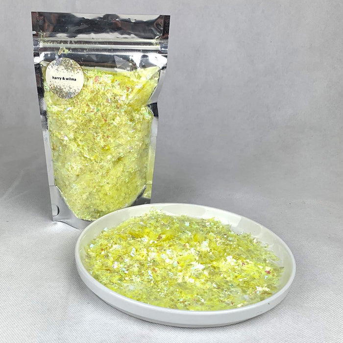 Glitter Irregular Flakes 50g - Iridescent Lemon - Harry & Wilma
