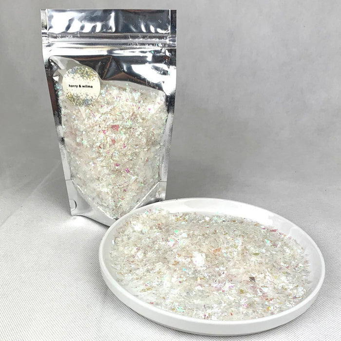 Glitter Irregular Flakes 50g - Iridescent White - Harry & Wilma