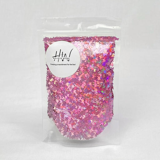 Glitter Shapes Butterflies - Pink Holographic 3mm