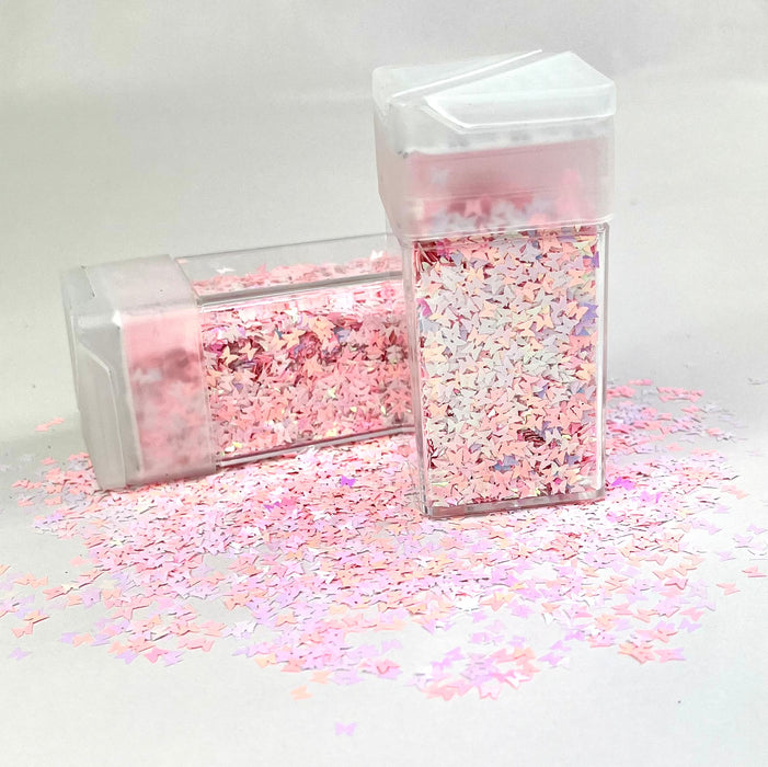 Glitter Shapes Butterflies - Pink Snow 3mm 32g - Harry & Wilma
