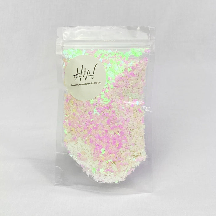 Glitter Shapes Butterflies - Pink Snow 3mm - Harry & Wilma