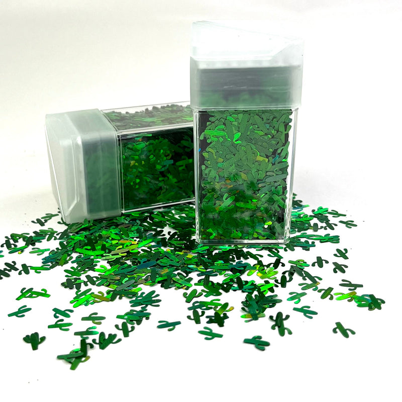 Glitter Shapes Cactus - Holographic Green 8mm - Harry & Wilma