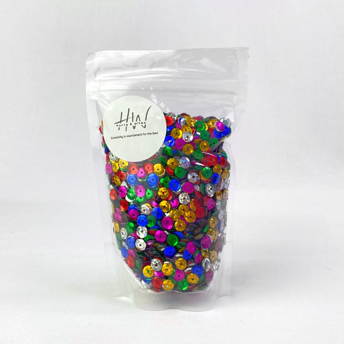 Glitter Shapes Multi Coloured Laser Sequins 6mm 100g - Harry & Wilma