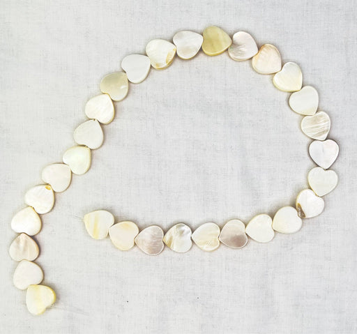 Heart Shape Natural Mother of Pearl Bead Strand 15mm Hearts