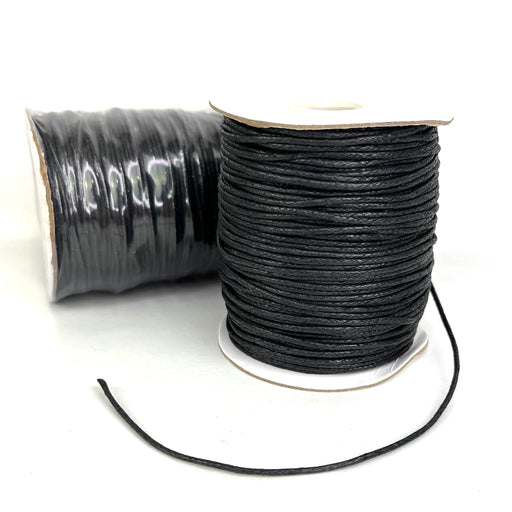 Waxed Cotton Cord 1.5mm Black 100yd Roll
