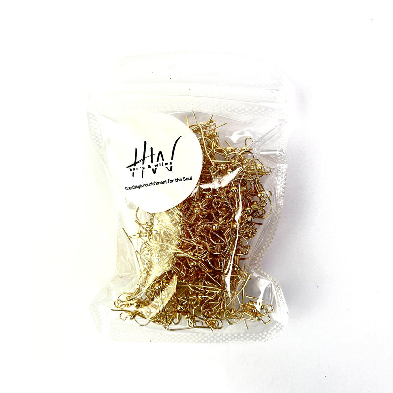 Earring Hooks Gold 200pc  (Nickel free)