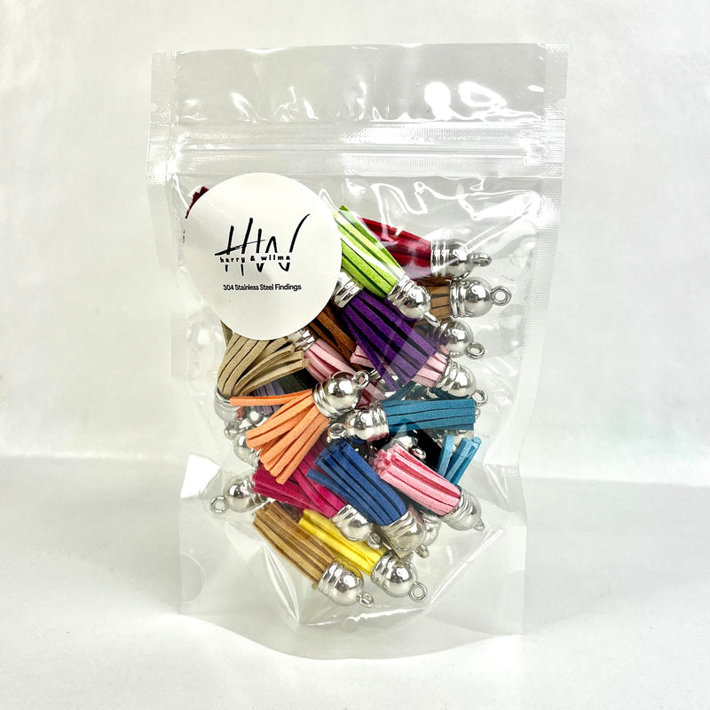 Suede Tassels Assorted Colours 30pc