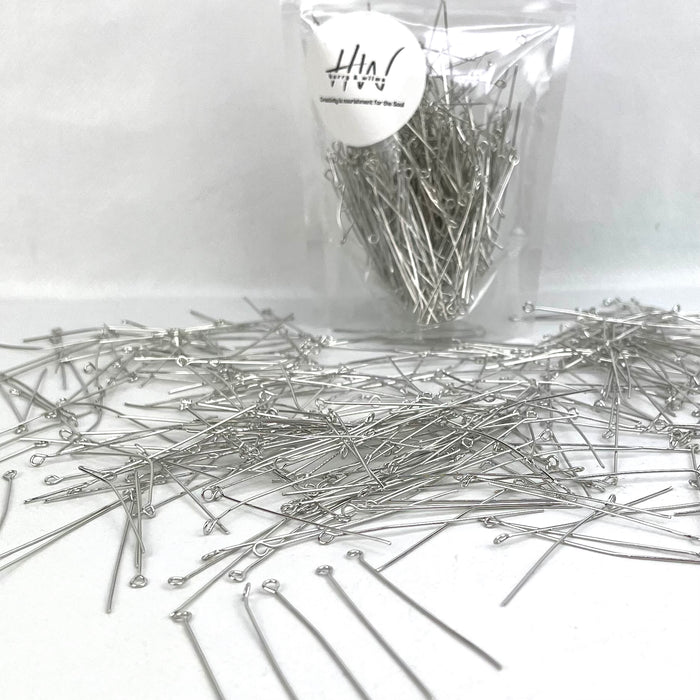 Head Pins 50mm Silver 55g - over 200pcs (Nickel Free)