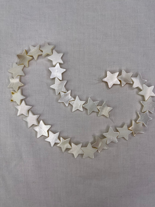 Star Shapes Natural Mother of Pearl Bead Strands x 30pc approx. 15mm