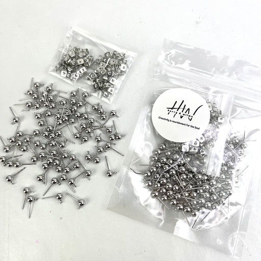 Earring Post and Ends Drop Loop Silver 55g - over 80pcs (Nickel Free)