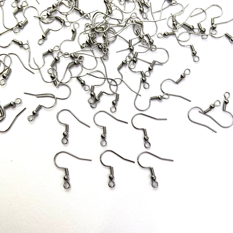 Earring Hooks Silver 80pcs (Fish Hook Type) - Stainless Steel