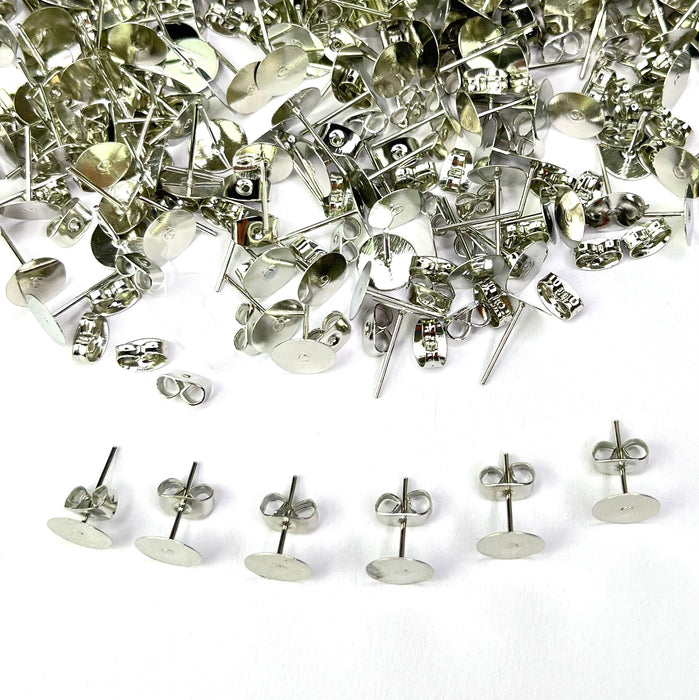 Stud Earings and butterfly backs Silver 200pc (Nickel free)