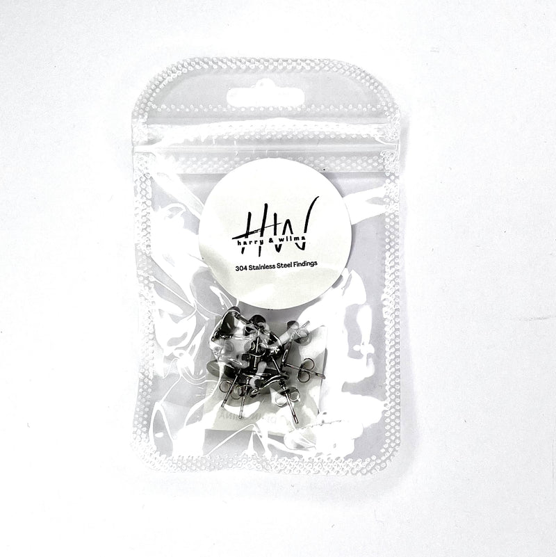 Drop Stud Pad Earrings Silver 10pcs - Stainless Steel