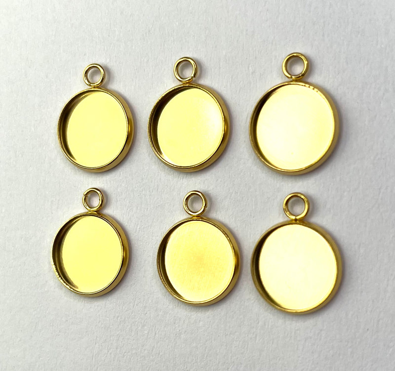 Cabochons Gold 12mm 6pcs - Stainless Steel