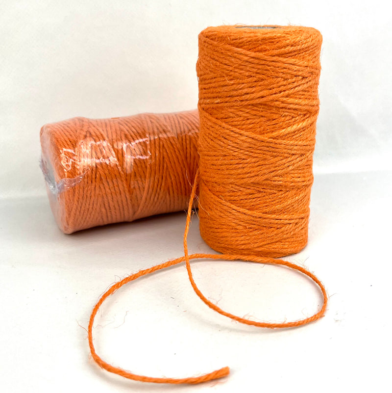 Jute Cord 2mm Orange 100yd Roll