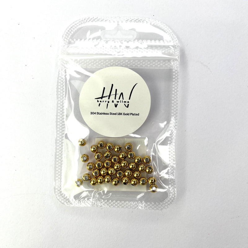 Round Spacers Gold 5mm 40pcs - Stainless Steel