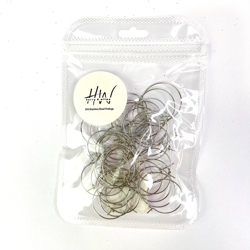 Earring Hoops Silver 60pcs - Stainless Steel