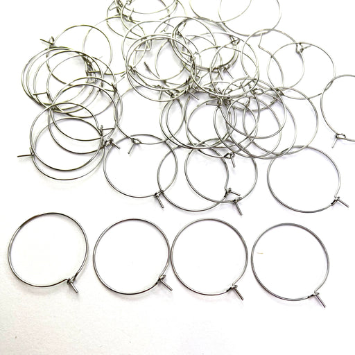 Earring Hoops Silver 60pcs - Stainless Steel