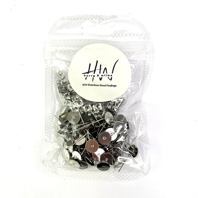 Silver Earing Studs 100pcs  - Stainless Steel