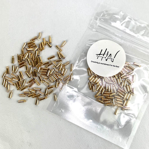 Cord Ends Tube 2x8mm Gold 13g - over 100pcs  (Nickel Free)