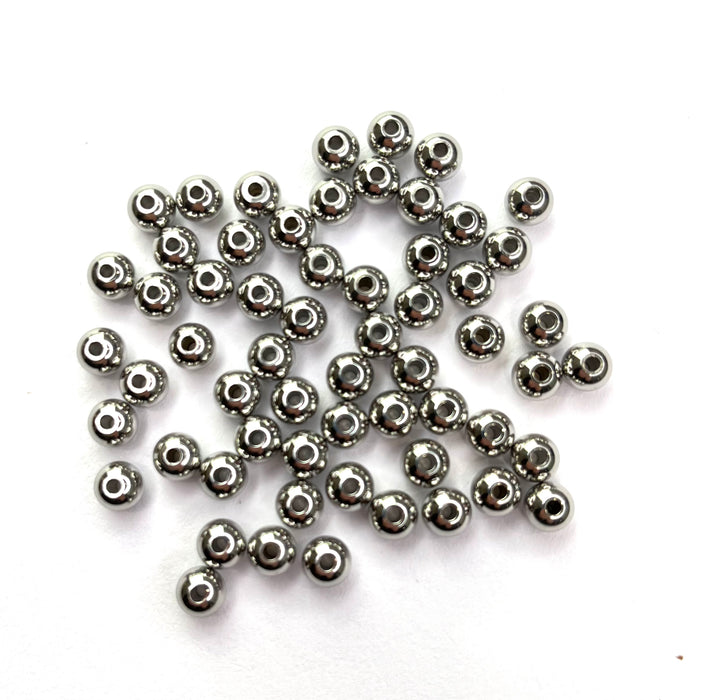 Round spacers 6mm 60pcs - Stainless Steel