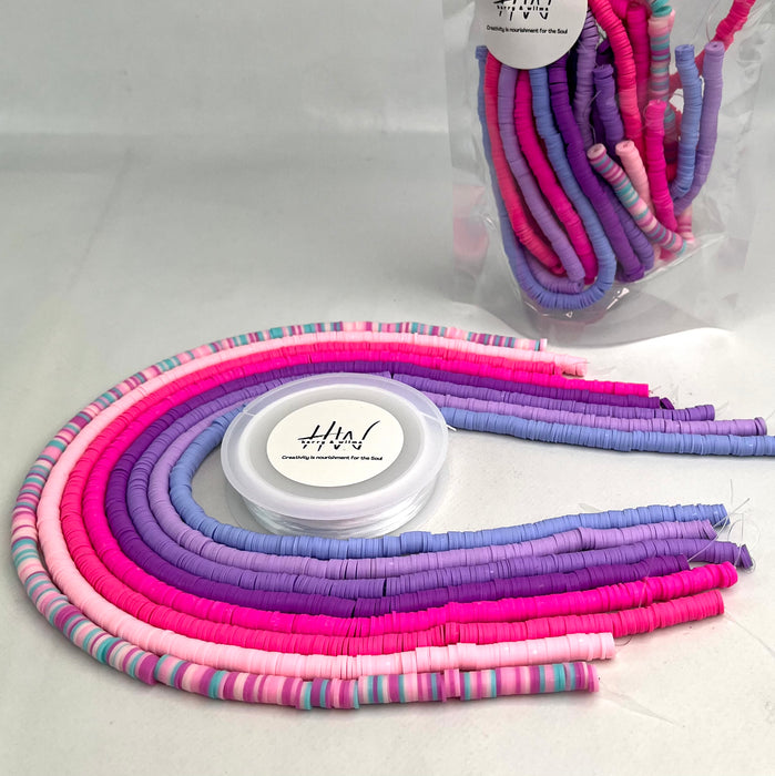 Clay Heishi Beads 8 Strands Plus Stretch Thread - Unicorn