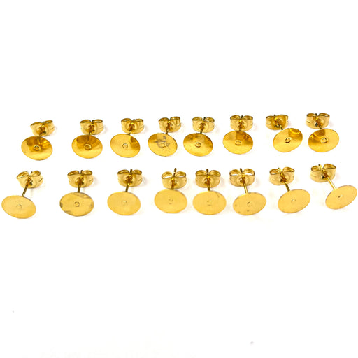Gold Earing Studs Gold 18K 16pcs  - Stainless Steel