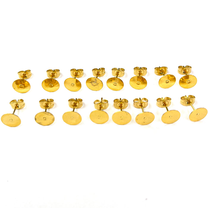 Gold Earing Studs Gold 18K 16pcs  - Stainless Steel