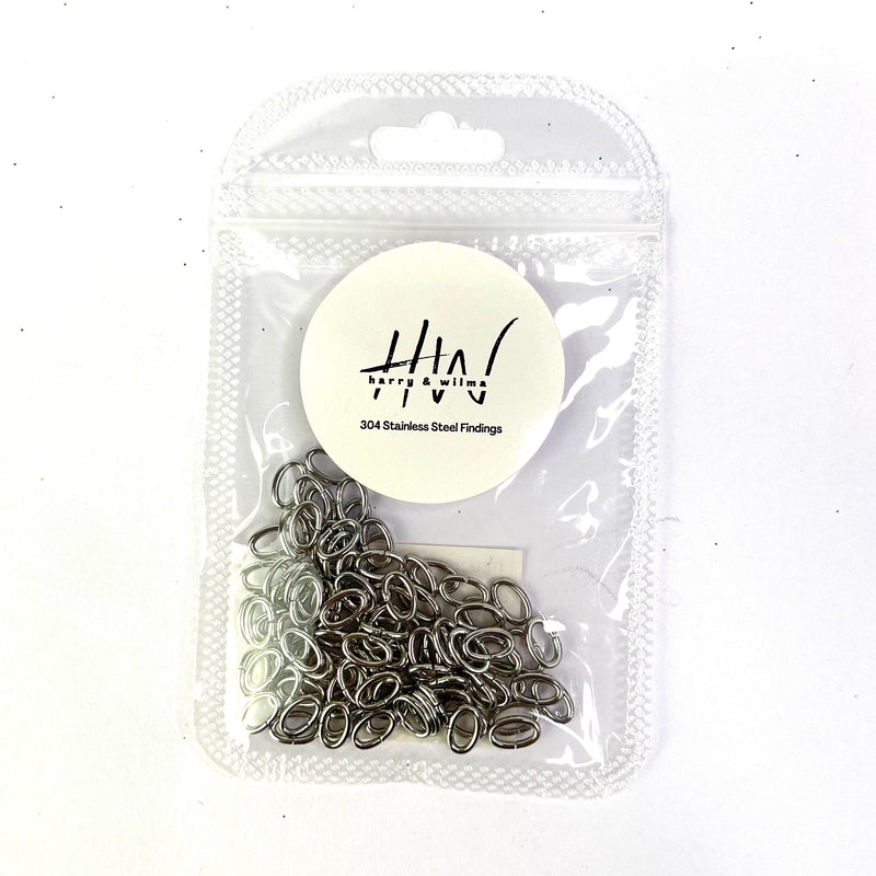 Jump Rings Oval 8mm 100pcs - Stainless Steel