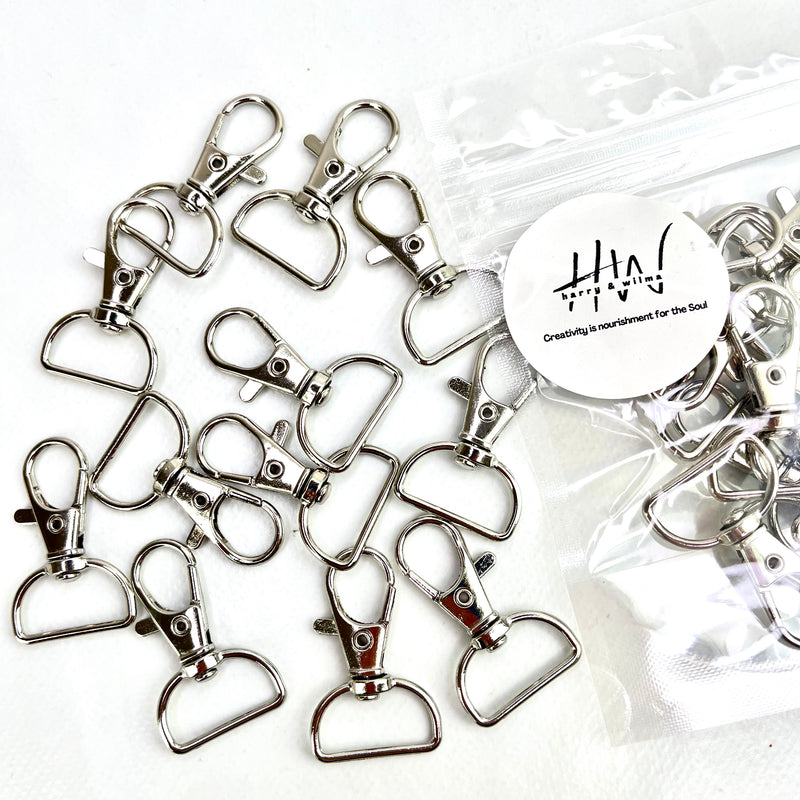 Key Ring D Shaped Swivel Silver (Nickel Free) 12pcs