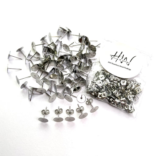 Silver Earing Studs 100pcs  - Stainless Steel