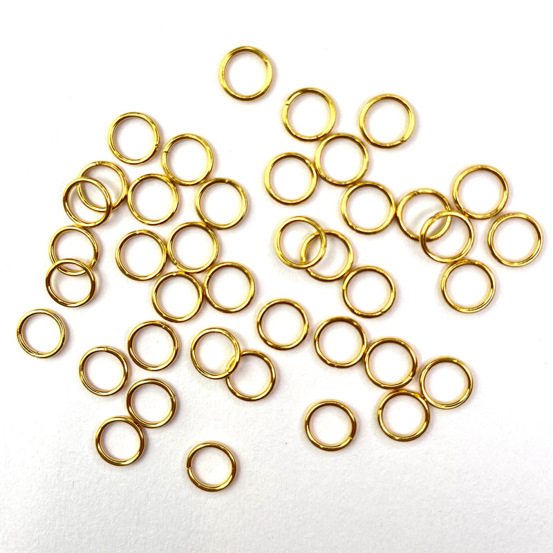 Jump Rings 8mm Gold 18K 40pcs - Stainless Steel