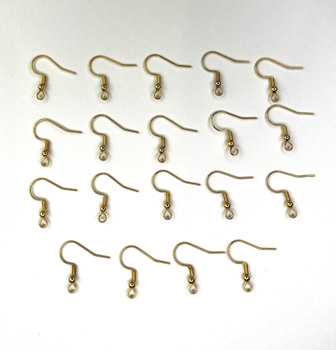 Earring Hooks Gold 18K 20pcs Fish Hook Type Stainless Steel