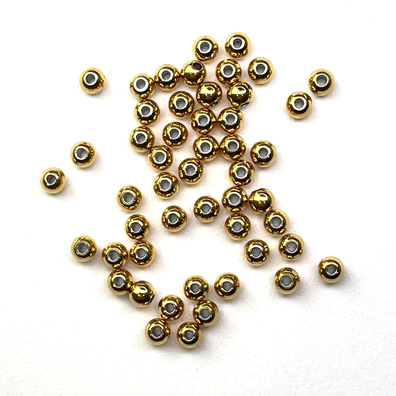 Round Spacers Gold 4mm 50pcs - Stainless Steel
