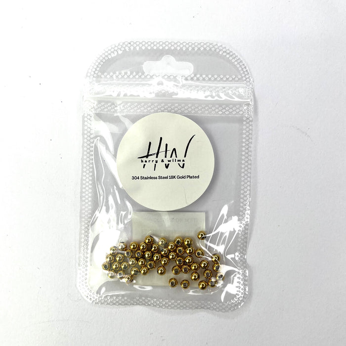 Round Spacers Gold 4mm 50pcs - Stainless Steel