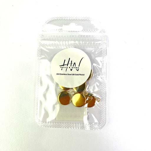 Cabochons Gold 12mm 6pcs - Stainless Steel