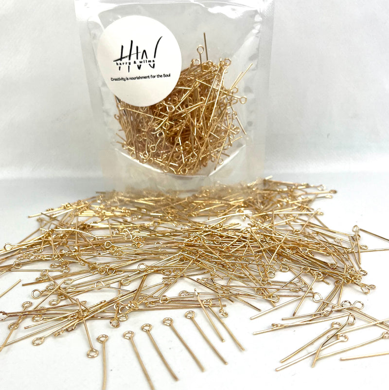 Eye Pins Gold 30mm 55g - over 400pcs (Nickel Free)